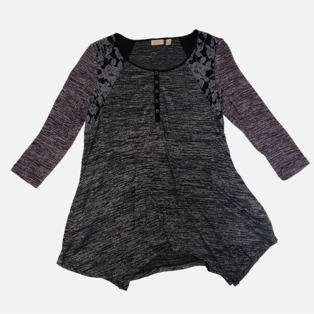 Witchy Tunic Top Size M Stretchy Lace Black Berry Asymmetrical Dark Fairy Boho